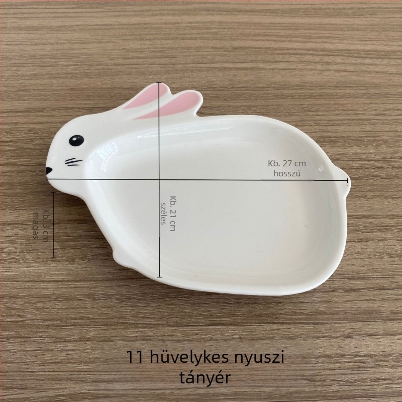 Cuki nyusziformájú kerámia vacsora tányér gyerekeknek, mikrohullámú sütőben használható.
