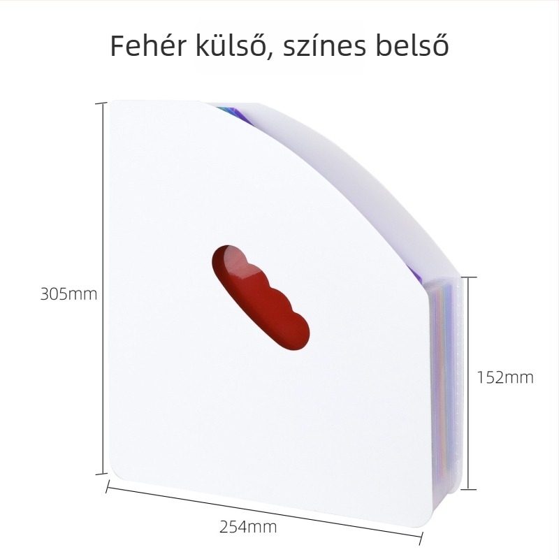A4-es akordeon mappa 13 rekesszel, többszintű irattartó dokumentumokhoz és vizsgákhoz, háromszög alakú függőleges kivitel