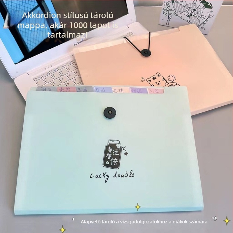 Baili A4-es akordeon mappa 5/8 rekesszel, iskolai dokumentumok és dolgozatok tárolására, egyszerű dizájn, nagy kapacitás, logóval