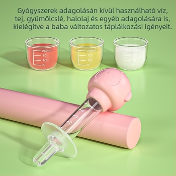 Csecsemőknek szánt gyógyszeradagoló fecskendő kézi nyomó mechanizmussal és vízadagolóval, védelem a fulladás ellen