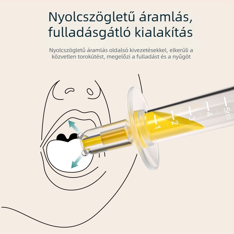 Csecsemőknek szánt gyógyszeradagoló fecskendő kézi nyomó mechanizmussal és vízadagolóval, védelem a fulladás ellen