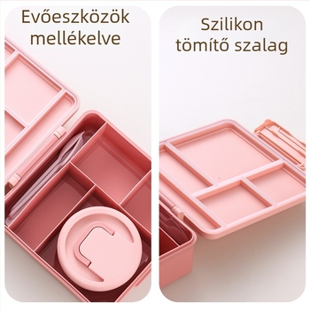 Rajzfilm mintás diákoknak ebédes doboz, nagy kapacitású, mikrózható, hordozható, kétszintes, öt rekesz