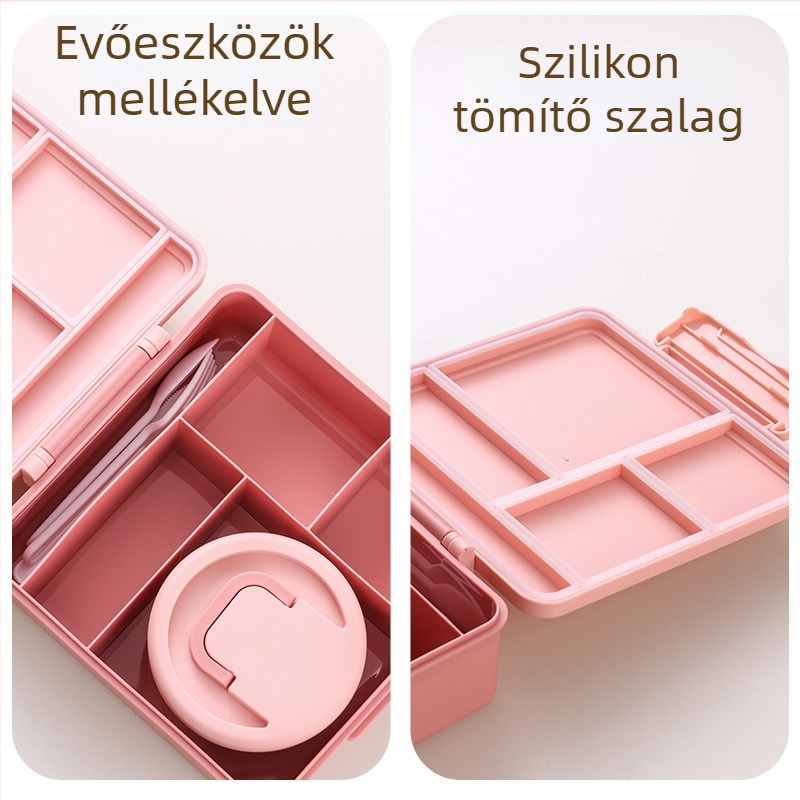 Rajzfilm mintás diákoknak ebédes doboz, nagy kapacitású, mikrózható, hordozható, kétszintes, öt rekesz