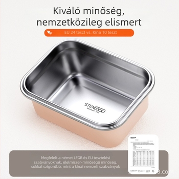 Rozsdamentes acélból készült szigetelt ebédes doboz, mikrohullámú sütőben használható, irodai dolgozók számára, frissen tartja az ételeket.