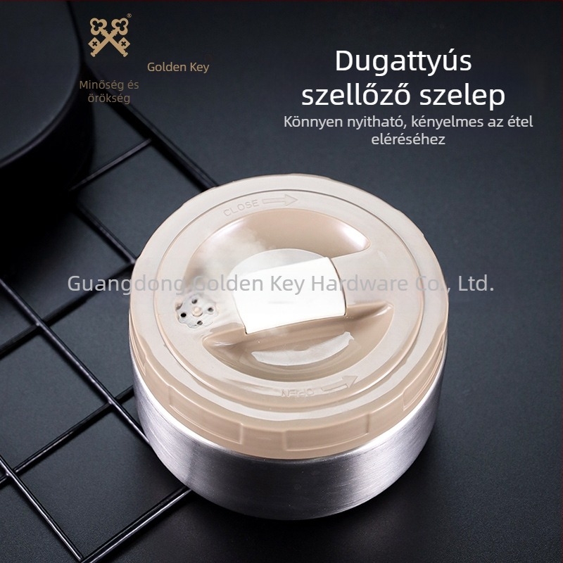 Golden Key 304 rozsdamentes acél szigetelt ebédes doboz, többszintes kivitelben, egy személyre hordozható, ideális diákok számára