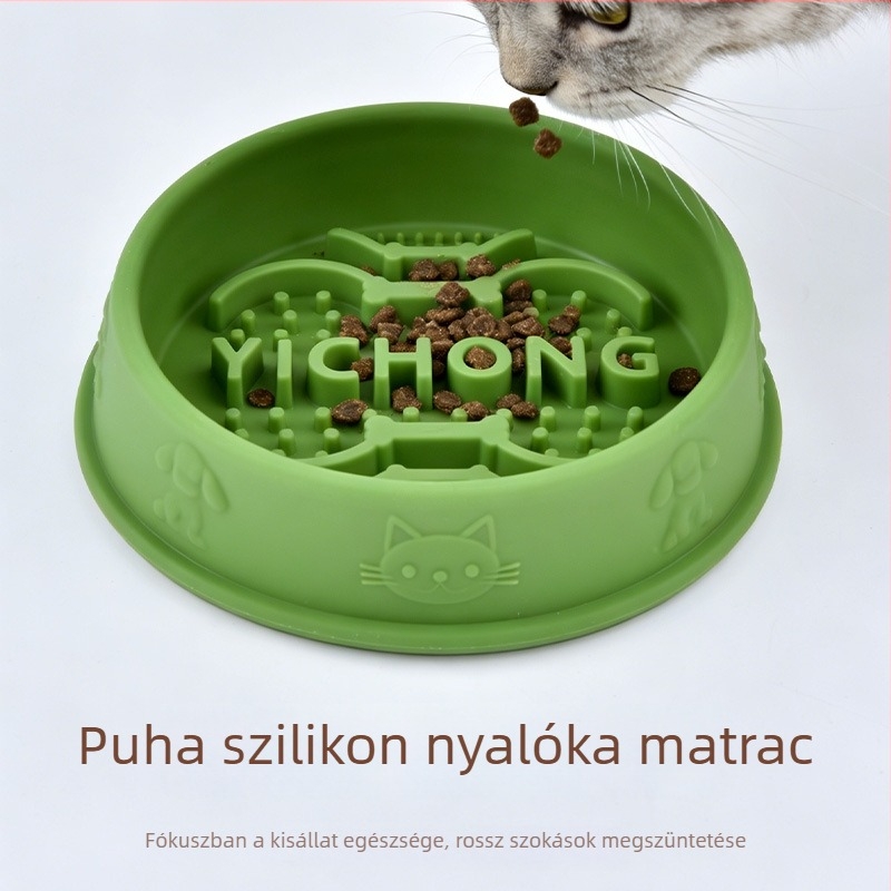 Silikon etetőtálak háziállatok számára – lassú etetés, megfulladás elleni védelem, kiöntésmentes kivitel, macskák és kutyák számára, több színben