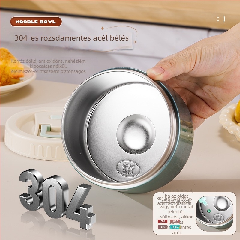 Yihua Kitchenware 304 rozsdamentes acélból készült, szigetelt ebédes doboz leveses tartállyal, hordozható zárt edény, 712 ml, modern minimalista dizájn
