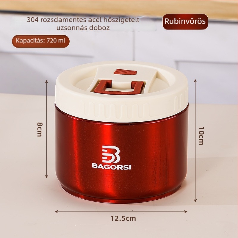 Yihua Kitchenware 304 rozsdamentes acélból készült, szigetelt ebédes doboz leveses tartállyal, hordozható zárt edény, 712 ml, modern minimalista dizájn
