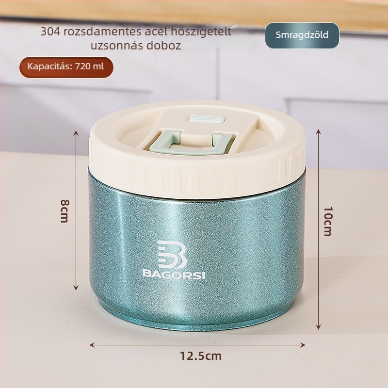 Yihua Kitchenware 304 rozsdamentes acélból készült, szigetelt ebédes doboz leveses tartállyal, hordozható zárt edény, 712 ml, modern minimalista dizájn