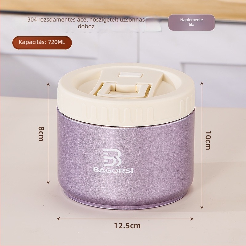 Yihua Kitchenware 304 rozsdamentes acélból készült, szigetelt ebédes doboz leveses tartállyal, hordozható zárt edény, 712 ml, modern minimalista dizájn