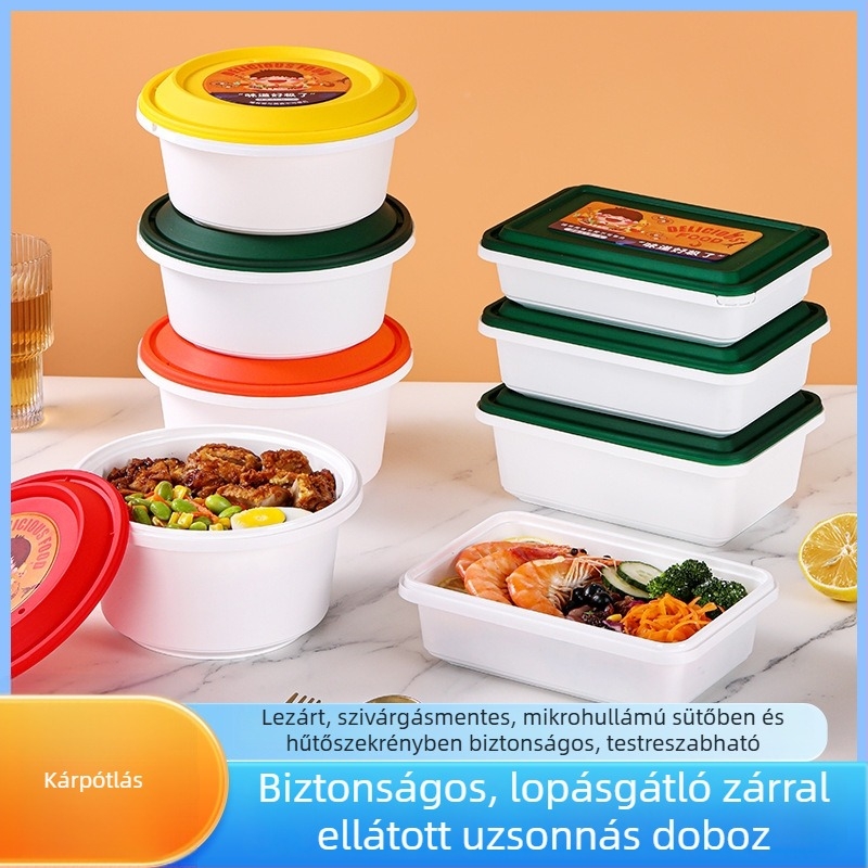 Sanwei egyszer használatos lopás elleni zárható doboz ételkiszállításhoz, szivárgásmentes fedél, téglalap alakú és kerek tál rizstészta és malatang