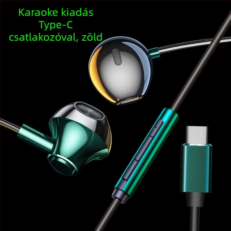 Vezetékes játék karaoke fülhallgató digitális chippel, Type-C és 3,5 mm-es duális interfésszel, esports számára