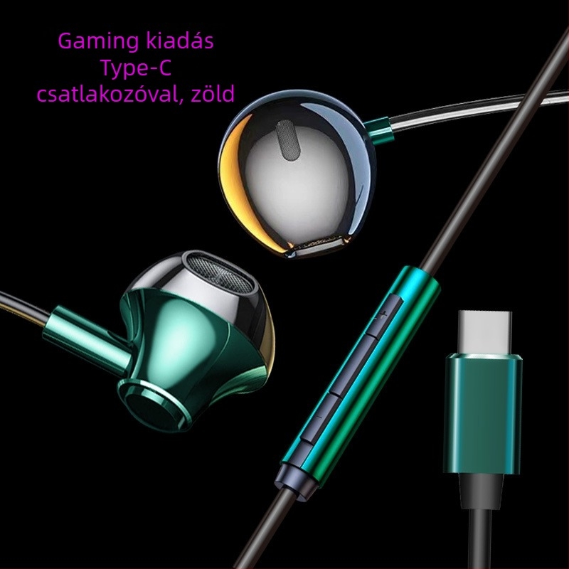 Vezetékes játék karaoke fülhallgató digitális chippel, Type-C és 3,5 mm-es duális interfésszel, esports számára