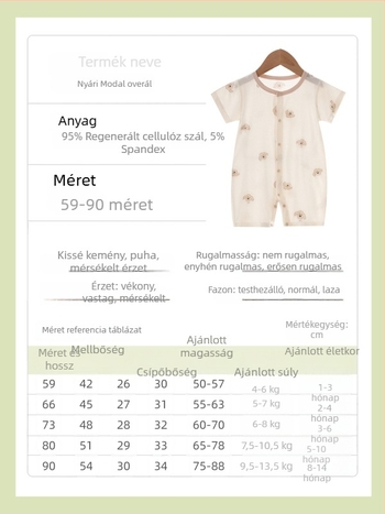 Nyári vékony modal babaromper újszülötteknek, uniszex, rövid ujjú, egynapos alvóruha