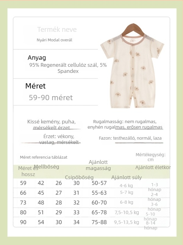 Nyári vékony modal babaromper újszülötteknek, uniszex, rövid ujjú, egynapos alvóruha