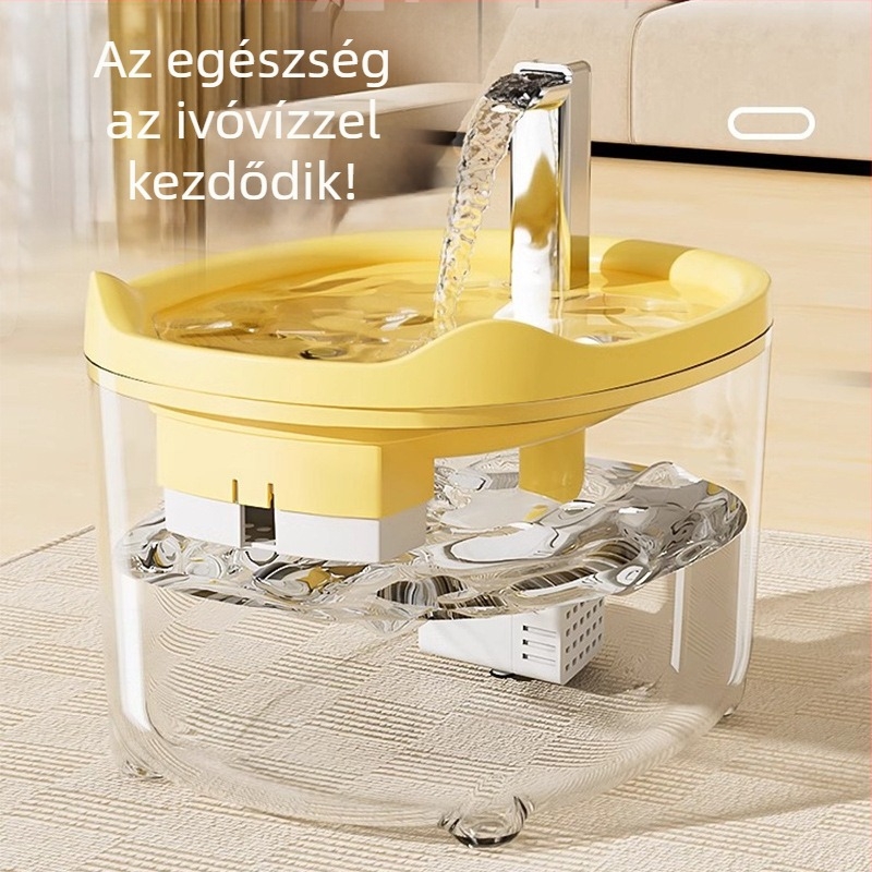 Macska automata vízadagoló folyamatos áramlású vízzel a száradás megelőzésére; cirkuláló vízű itató