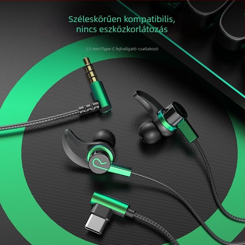 Új vezetékes gaming fülhallgató mikrofonnal, kompatibilis Huawei, OPPO, Xiaomi és vivo