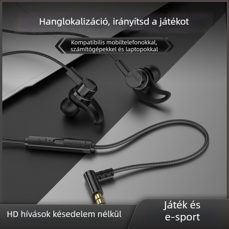 Új vezetékes gaming fülhallgató mikrofonnal, kompatibilis Huawei, OPPO, Xiaomi és vivo