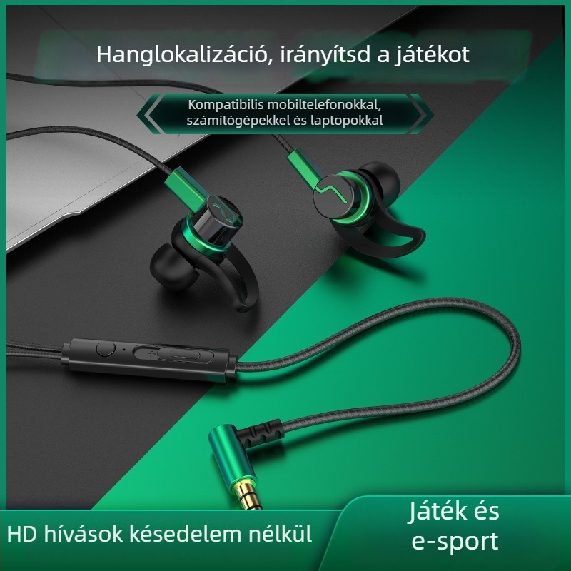 Új vezetékes gaming fülhallgató mikrofonnal, kompatibilis Huawei, OPPO, Xiaomi és vivo