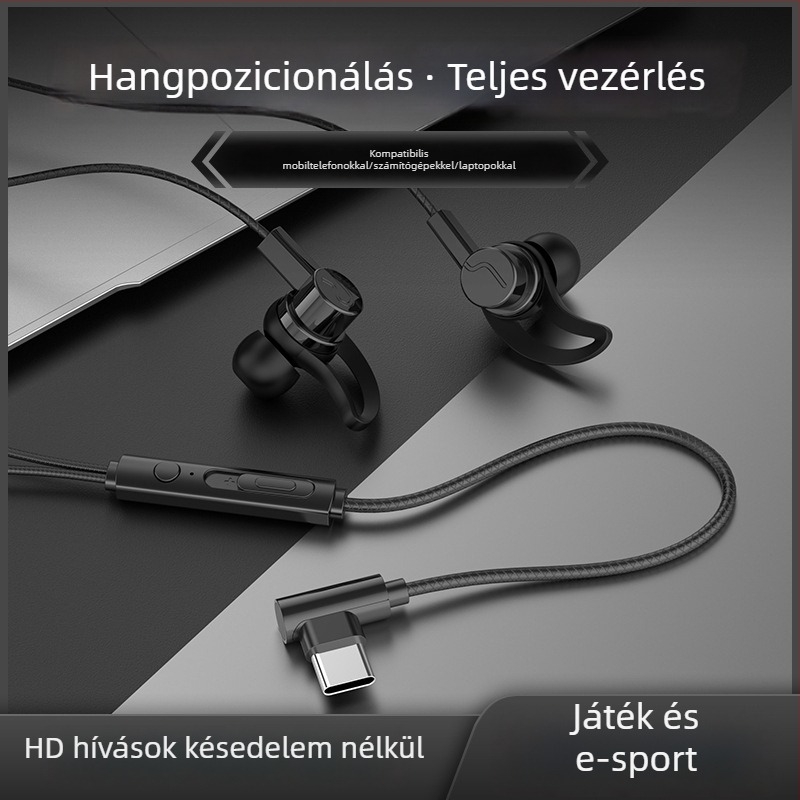Új vezetékes gaming fülhallgató mikrofonnal, kompatibilis Huawei, OPPO, Xiaomi és vivo