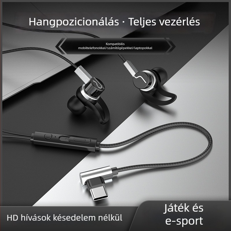 Új vezetékes gaming fülhallgató mikrofonnal, kompatibilis Huawei, OPPO, Xiaomi és vivo