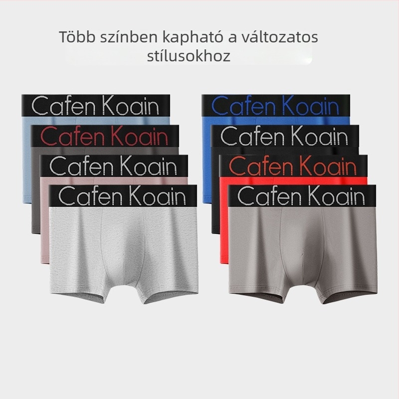 Koaia cafe Férfi pamut boxeralsó, középmagas derékvonal, ezüst szegélyes deréksz, U-formájú kontúr zseb, kényelmes és lélegző