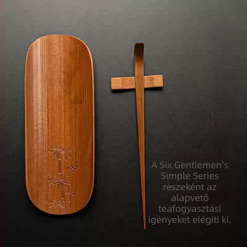 Da An Tang természetes bambusz teáskészlet, három darabból álló: szilva, orchidea, bambusz és krizantén — Zen Gongfu teaceremónia, hat teásklipek és teáskanál