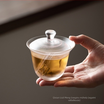 Japán stílusú üvegből készült buborékos fedeles tea tál otthoni használatra, egyszerű üveg teás tál, Kung Fu tea készlet, két részes teáscsésze