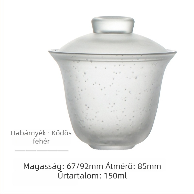 Japán stílusú üvegből készült buborékos fedeles tea tál otthoni használatra, egyszerű üveg teás tál, Kung Fu tea készlet, két részes teáscsésze