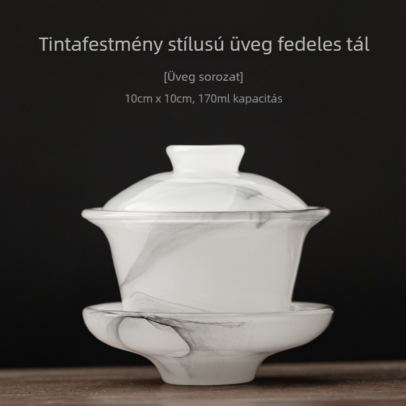 Ősi teás tál fedővel, üvegszerű glazúrral, kínai stílusú, nagy méretű otthoni teáscsésze