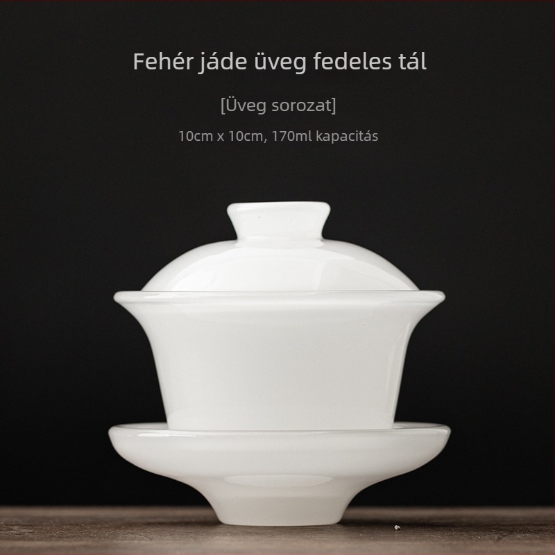 Ősi teás tál fedővel, üvegszerű glazúrral, kínai stílusú, nagy méretű otthoni teáscsésze