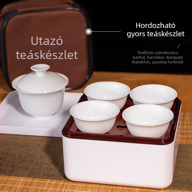 Kung-Fu utazási teás készlet – hordozható kemping teáskészlet fedéllel és csészével