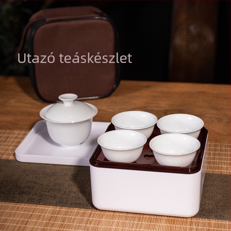 Kung-Fu utazási teás készlet – hordozható kemping teáskészlet fedéllel és csészével