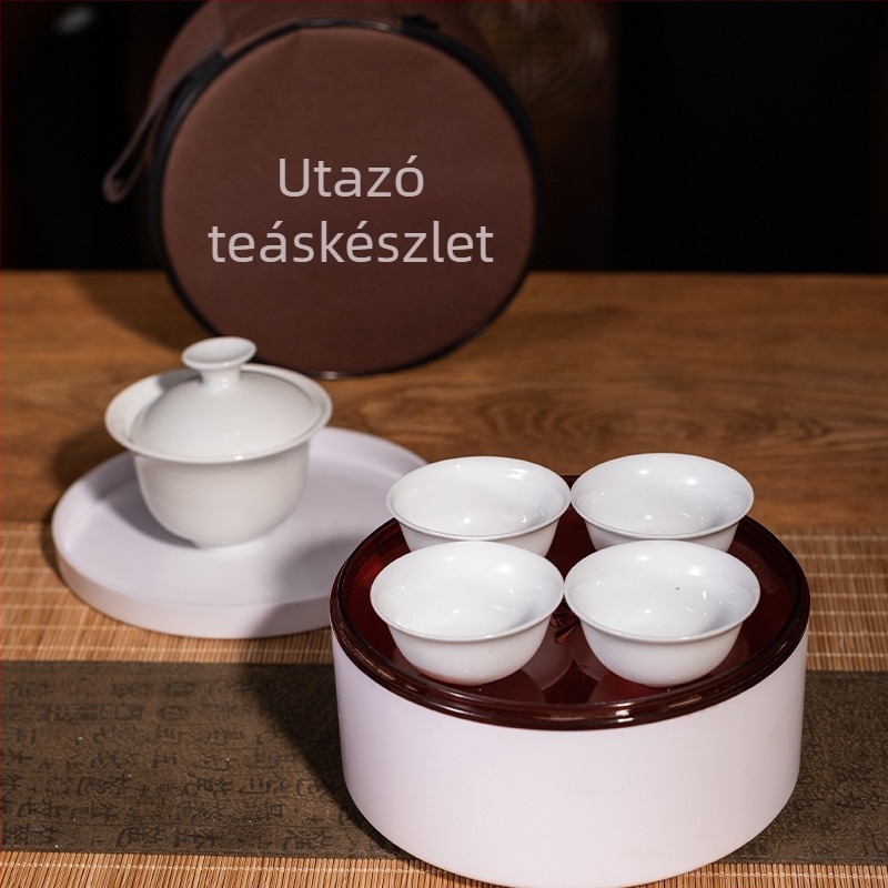 Kung-Fu utazási teás készlet – hordozható kemping teáskészlet fedéllel és csészével