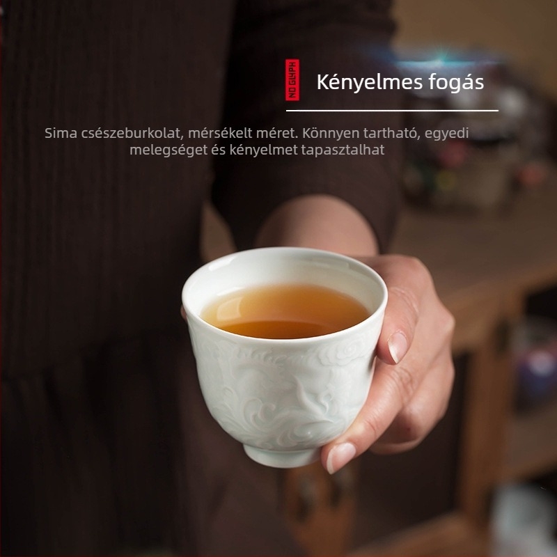 Retro kézzel készített porcelán teáscsésze árnyékzöld mázzal — nagy méretű Gongfu teázócsésze otthoni használatra