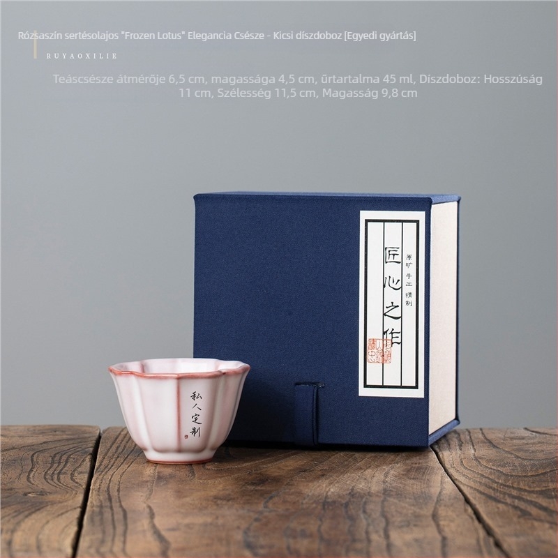Rózsaszín porcelán teáscsésze lótusz mintával, Jian ware-stílusú, magas minőségű személyes kerámia teáscsésze