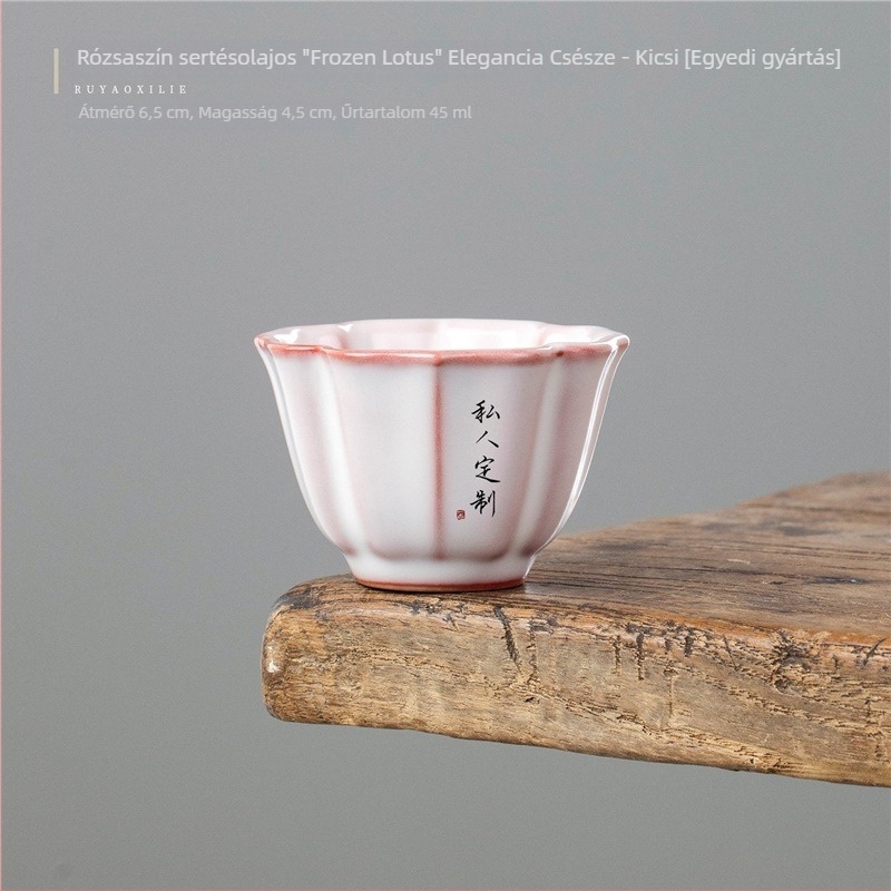 Rózsaszín porcelán teáscsésze lótusz mintával, Jian ware-stílusú, magas minőségű személyes kerámia teáscsésze