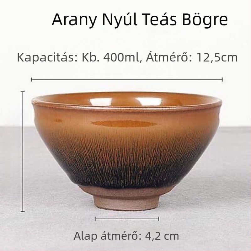 Jianzhan teaceremónia készlet, Jianyang, Song-dinasztia, 12,5 nagy, vas test, alulglazúros szín