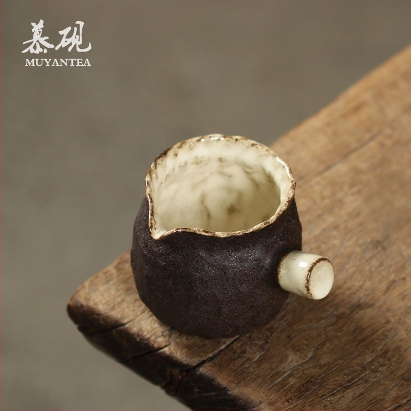 Gongfu durva kerámia teáskészlet oldalsó fogantyúval, japán stílusú, retro tea‑készlet ajándék