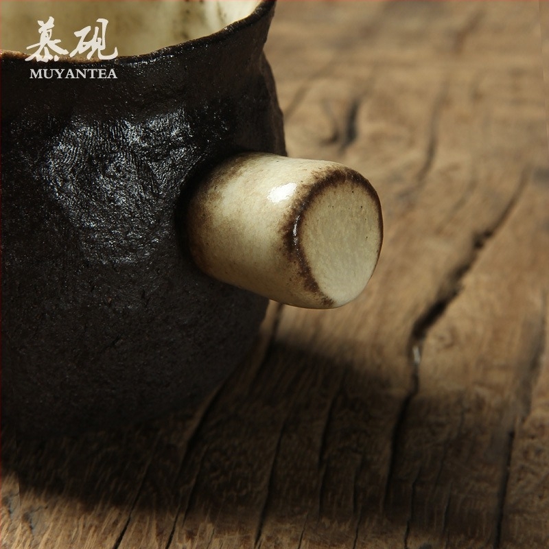 Gongfu durva kerámia teáskészlet oldalsó fogantyúval, japán stílusú, retro tea‑készlet ajándék