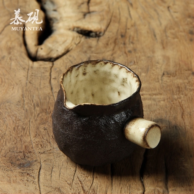 Gongfu durva kerámia teáskészlet oldalsó fogantyúval, japán stílusú, retro tea‑készlet ajándék