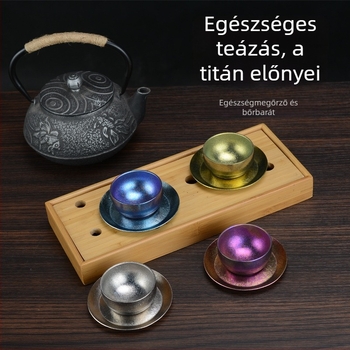 Tiszta titán kettős falú teáskészlet ajándékdobozzal, Gongfu tea kiegészítők, otthonra vagy irodába