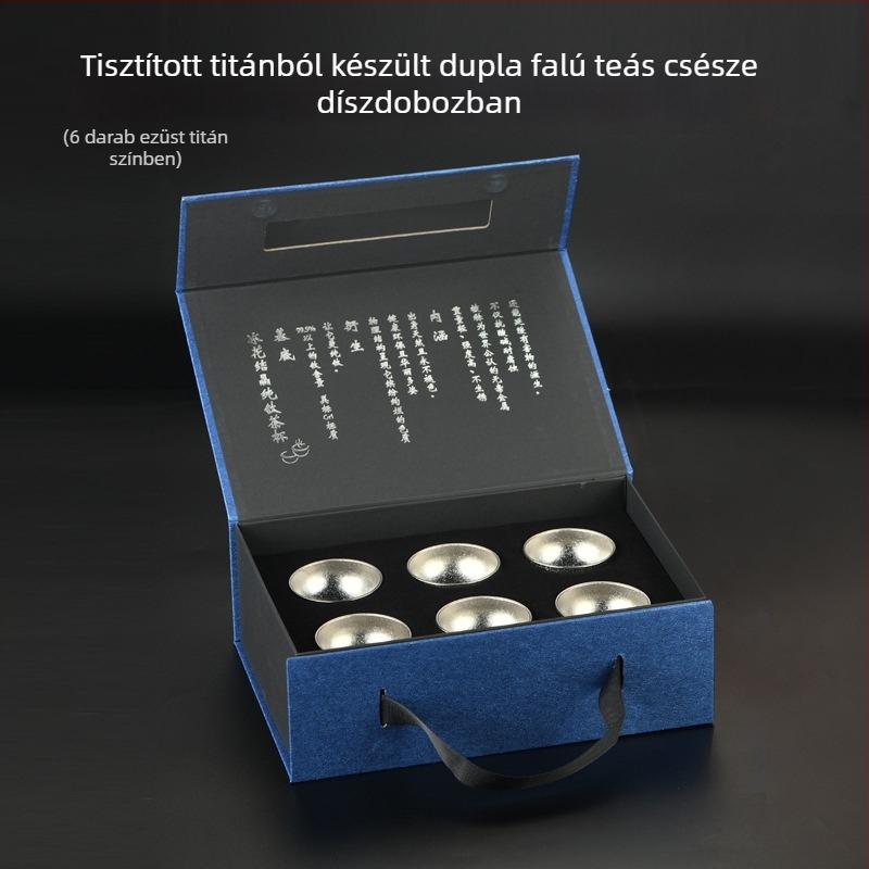 Tiszta titán kettős falú teáskészlet ajándékdobozzal, Gongfu tea kiegészítők, otthonra vagy irodába