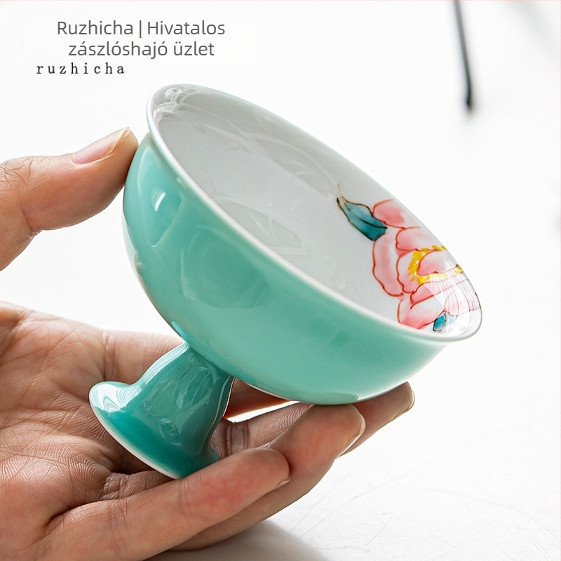 Kézzel festett porcelán Kung-Fu teáscsésze pillangó- és virágmotívummal, kínai retro stílus, női teás készlet
