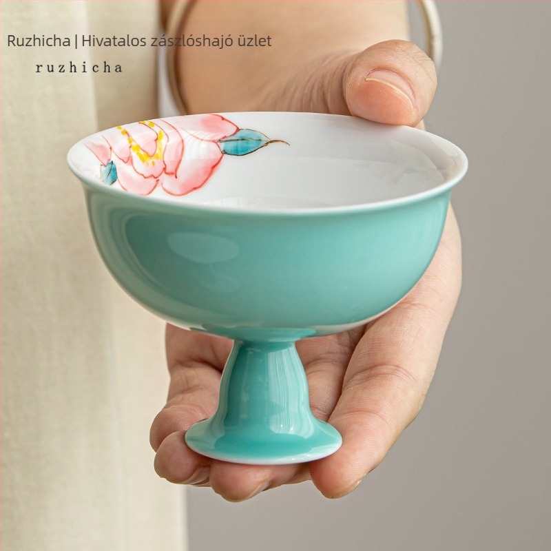 Kézzel festett porcelán Kung-Fu teáscsésze pillangó- és virágmotívummal, kínai retro stílus, női teás készlet