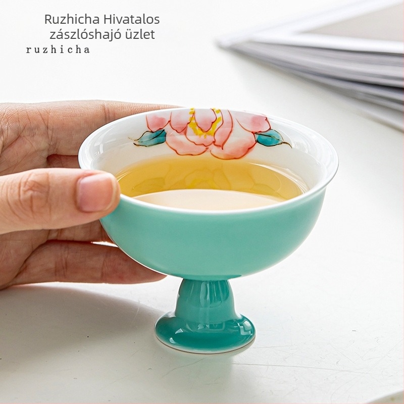 Kézzel festett porcelán Kung-Fu teáscsésze pillangó- és virágmotívummal, kínai retro stílus, női teás készlet
