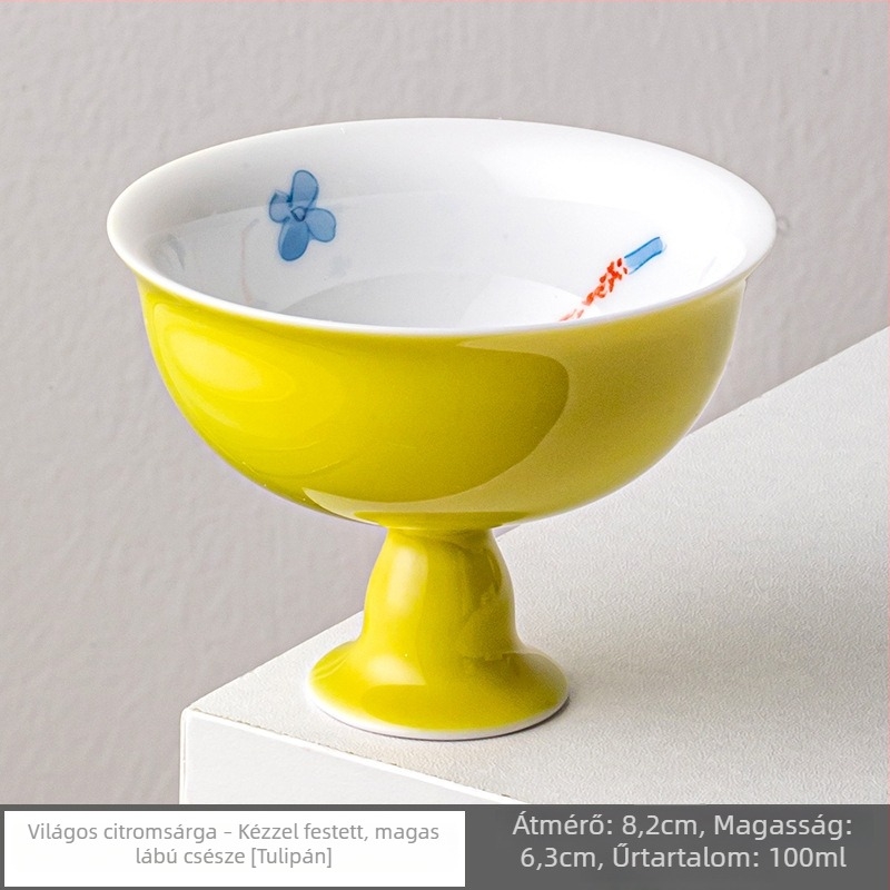 Kézzel festett porcelán Kung-Fu teáscsésze pillangó- és virágmotívummal, kínai retro stílus, női teás készlet