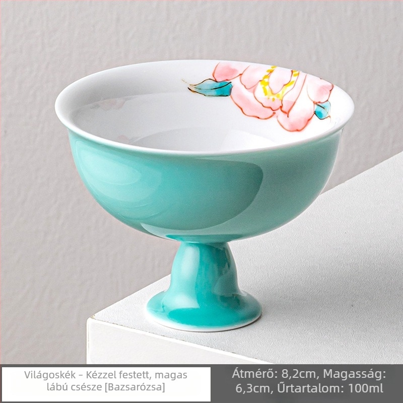 Kézzel festett porcelán Kung-Fu teáscsésze pillangó- és virágmotívummal, kínai retro stílus, női teás készlet