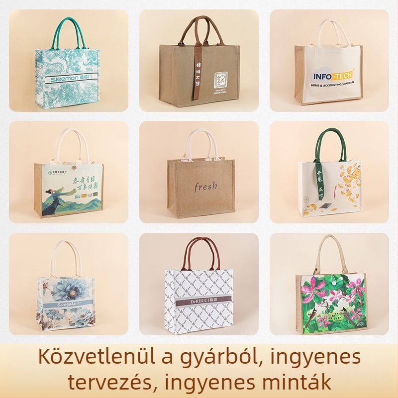 Személyre szabott tote táska bevonatos vászonból, fogantyúval és szalaggal