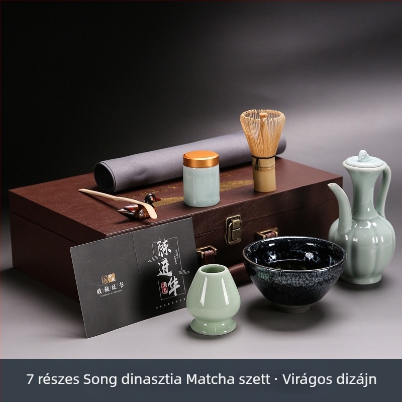 Song-dinasztia teás eszközök teljes készlete – Gongfu teáskészlet tároló ajándékdobozzal és teakeverővel
